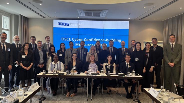 Group photo of participants of the OSCE inter-regional exchange on cyber/ICT security. 