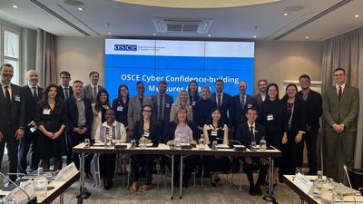 Group photo of participants of the OSCE inter-regional exchange on cyber/ICT security. 
