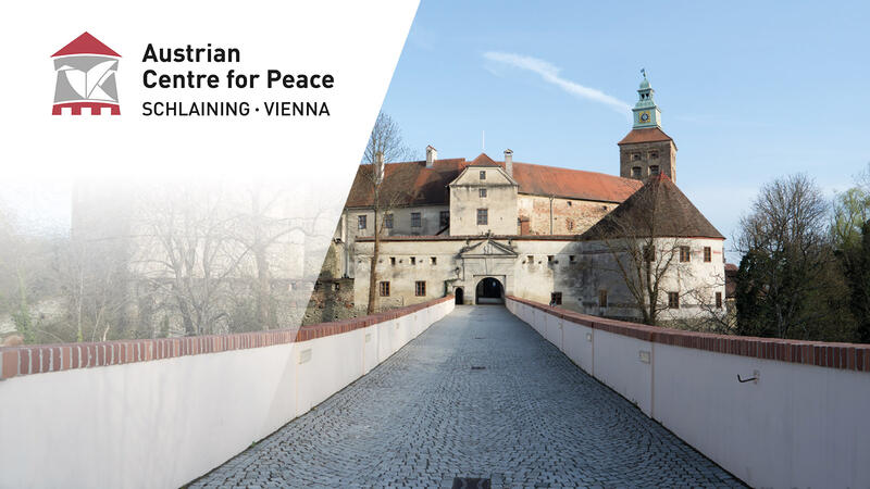 Teaser visual showing the logo of the Austrian Centre for Peace and the Schlaining Castle in the back.