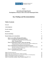 Increasing and Supporting the Participation of Women at all Levels in the Montenegrin Police Increasing and Supporting the Participation of Women at all Levels in the Montenegrin Police