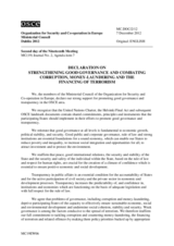 Declaration on Strengthening Good Governance and Combating Corruption, Money-Laundering and the Financing of Terrorism Declaration on Strengthening Good Governance and Combating Corruption, Money-Laundering and the Financing of Terrorism